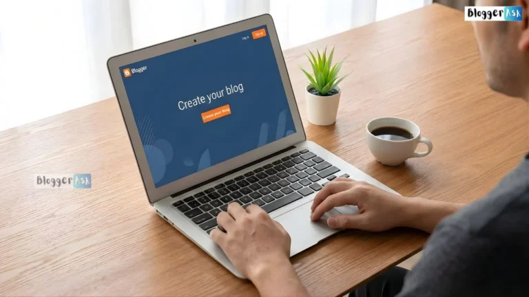 Beginner guide showing how to start a blog on Blogger step by step with setup, writing posts, and customization tips