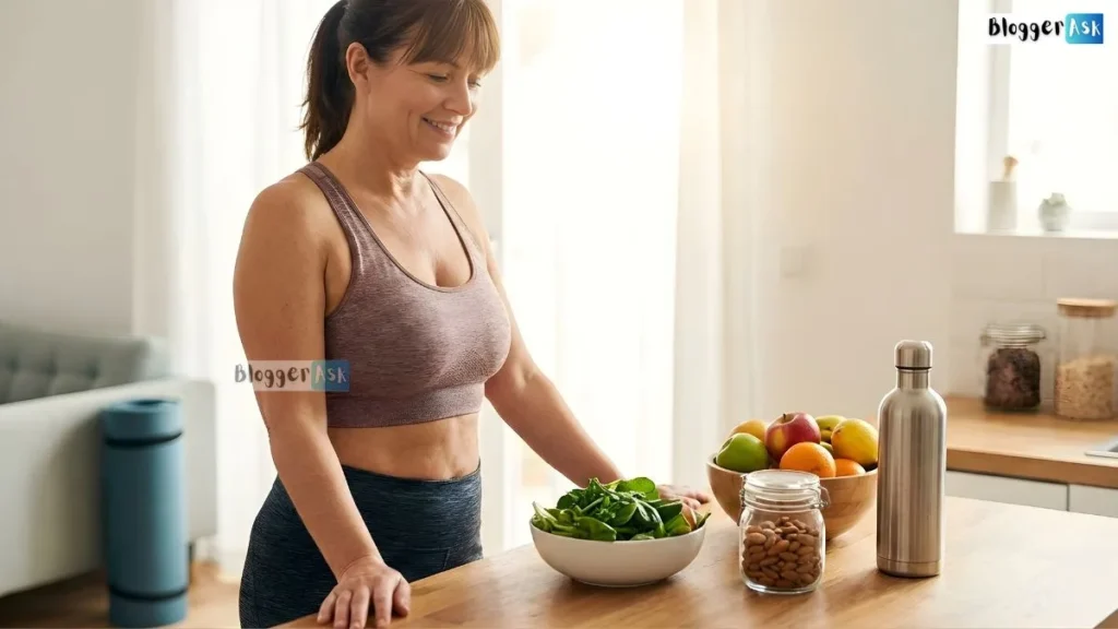 Person measuring waist with tape while following a healthy diet and workout routine to lose belly fat naturally