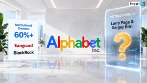 Alphabet Inc. ownership structure showing Larry Page, Sergey Brin voting control and institutional shareholders chart
