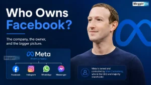 Who Owns Facebook? Mark Zuckerberg, Meta ownership structure, Facebook logo, and corporate control infographic thumbnail
