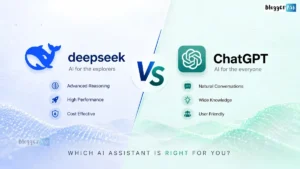 DeepSeek vs ChatGPT feature image comparing AI assistants with logos, modern split design, and performance comparison theme.