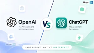 OpenAI vs ChatGPT feature image comparing the AI company and chatbot with modern split design, logos, and branding theme.