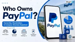 Who Owns PayPal? — infographic showing PayPal ownership, shareholders, institutional ownership, and company structure.