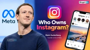 Who Owns Instagram? Feature image showing Mark Zuckerberg, Meta branding, the Instagram logo, and the Instagram app on a smartphone.