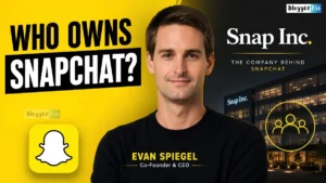 Snapchat ownership feature image showing Evan Spiegel, Snapchat logo, Snap Inc. headquarters, and the text “Who Owns Snapchat?” representing the company behind Snapchat and its ownership structure.