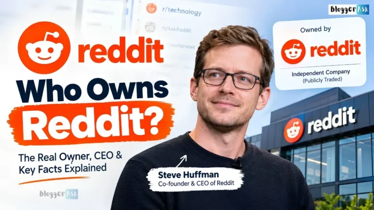 Who Owns Reddit? featuring Reddit co-founder and CEO Steve Huffman, with Reddit branding and ownership information.
